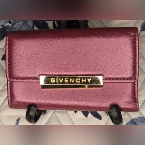 Givenchy Burgundy Leather 5-Key Holder w/ Gold Logo Hardware